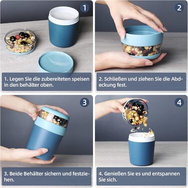 Стаканчик для пластівців 750 мл зі складаною ложкою, синій Swkien