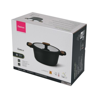 Каструля Fissman FEORELLA 24x11,5 см 4,43 л зі скляною кришкою алюміній з антипригарним покриттям (14514)