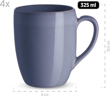 Набор посуды MSER 931545 Ossia на 4 персоны в средиземноморском винтажном стиле, комбинированный сервиз из 16 предметов из керамики (антрацитовый синий)