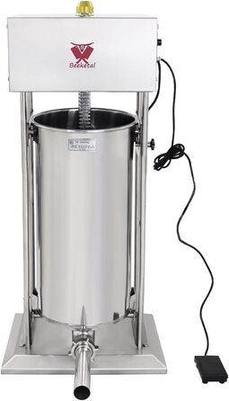 Промислова машина для наповнення ковбас Beeketal &39BTH07&39 з нержавіючої сталі (об&39єм 7 л/горизонтальна конструкція), професійна машина для наповнення ковбас з 2-швидкісним повністю металевим механізмом і рукояткою, включаючи 5 насадок для напов