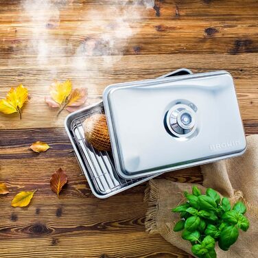 Коптильня настольная с термометром и щепой Browin