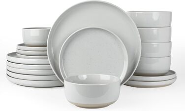 Набір посуду Richmount Nebula для 6 осіб, набір тарілок та мисок із 18 предметів, набір посуду з крапчастої кераміки, можна використовувати в мікрохвильовій печі та посудомийній машині, сервірування Nebula для 6 осіб (світло-сірий, сервірування Milkyway д
