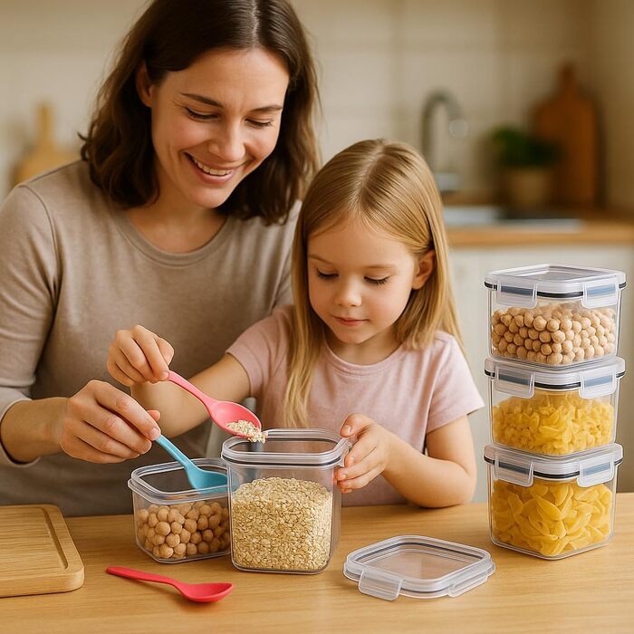 Контейнери для зберігання продуктів Goldeluxe 10 x 1 л з кришками, контейнери для заморозки, коробки для приготування їжі, без BPA, герметичні, штабелюються набір Tupperware для контейнерів для продуктів, контейнерів для заморозки та кухні (GO24A)