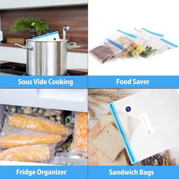 Вакуумні пакети 15 пакетів з 4 герметичними затискачами, 16,1 х 21,8/21 х 22,1/ 26,1 х 28 см GOTRUST