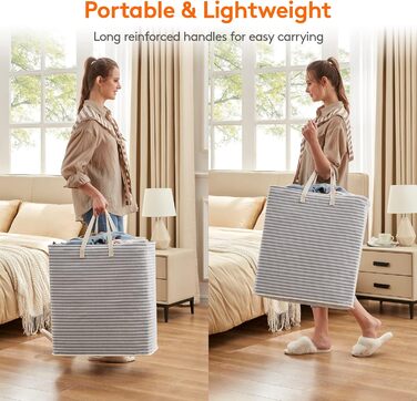 Кошик для білизни Lifewit 75 л, складний великий кошик для білизни з подовженими ручками для одягу, сірий, 2 упаковки сірий 75 л