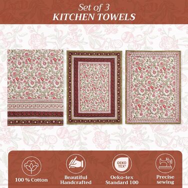 Набір з 3 багатоцільових кухонних рушників Maison d&39 Hermine Rural Christmas, 100 бавовна Барні рушники День подяки/Різдво (50 см x 70 см) (13 - Reveillon Au Jardin)