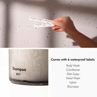 Дозатор рідкого мила скляний 500 мл чорний, набір 2 предмети, KIVY