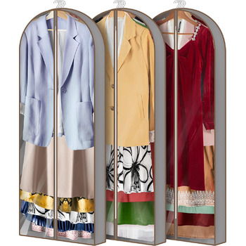 Костюм для сумки для одягу Lifewit 3 предмети, високоякісні сумки для одягу Чохол для одягу Захисний чохол для костюма та сукні Вечірні сукні Дихаюча костюмна сумка для подорожей, 152x610 см, сіра