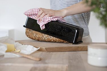 Професійна форма для випічки пекаря, форма для королівського торта, ємність 1,7 літра, висота 7,8 см, ширина 10 см, довжина 30 см, емаль, чорна, форма для випікання хліба, індукція, емальована форма для випічки, форма для випічки хліба, 0638-022