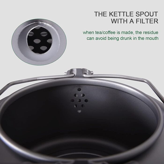 Титановий чайник зі складною ручкою та фільтром 1л. iBasingo