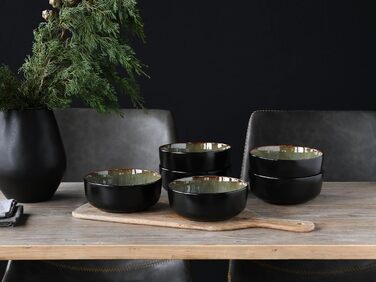 Серія Nordic Fjord набір посуду з 18 предметів, набір тарілок з кераміки (набір мисок для пластівців 6 шт. , зелений), 21551