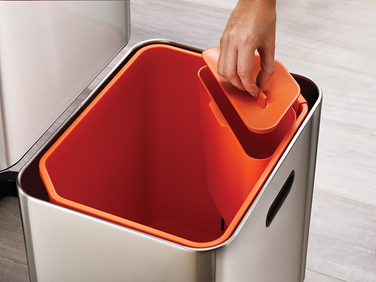 Контейнер для сміття з двома баками 60 л металік Totem Compact Joseph Joseph