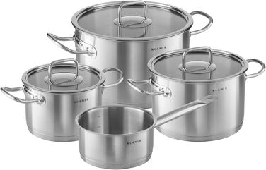 Набір каструль з нержавіючої сталі зі скляними кришками, 4 предмети Klamer