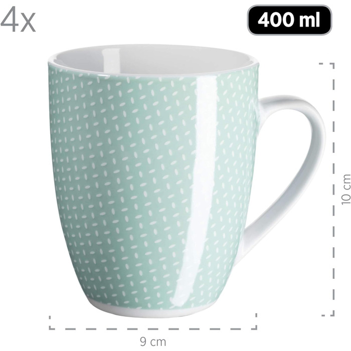 Набор посуды MSER 931566 Kitchen Time II на 4 персоны, 16 предметов Комбинированный сервиз с тонким рисунком, фарфор (зеленый)