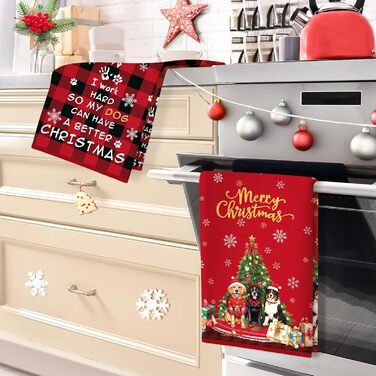 Набір з 2 різдвяних кухонних рушників 60 x 40 см Собачки Arquiel