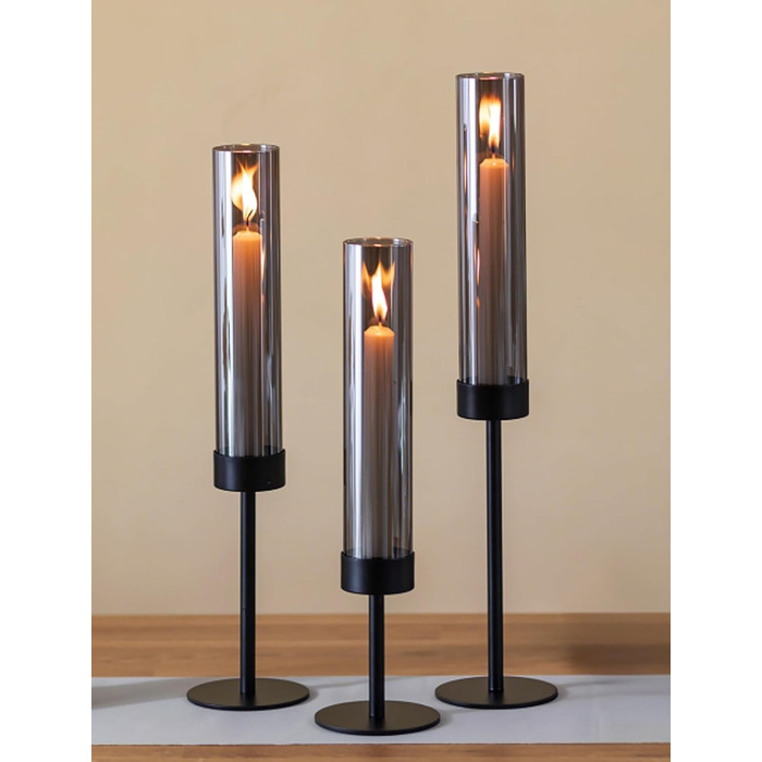 Підсвічник з чорним склом 45,40,34 см Sziqiqi