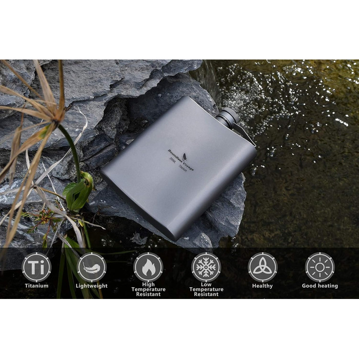 Мл Титанова стегнова колба Кишенькова пляшка для алкоголю Flagon Зовнішня плоска пляшка для алкоголю Кемпінговий ультралегкий винний горщик з лійкою Ti3061D (пляшка Ti3062d-200 мл з 1 склянкою), 200