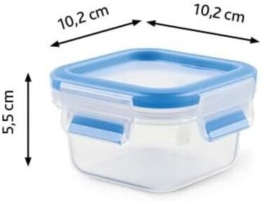 Набір контейнерів для зберігання продуктів EMSA Clip & Close, прямокутні, 5 x 0,8 л, коробки для зберігання, 100 герметичні, придатні для миття в посудомийній машині, морозильної камери та мікрохвильової печі, прозорі, сині, зроблені в Німеччині, N10307 (