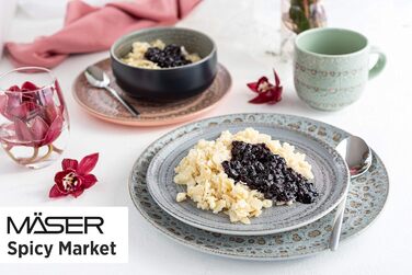 Набор посуды с ручной росписью MSER серии 931743 Spicy Market на 4 персоны в средиземноморском винтажном дизайне, комбинированный сервиз из 16 предметов из керамики, розового цвета, керамогранита