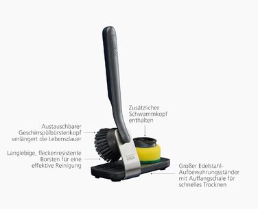 Щітка для миття посуду з металевою підставкою і змінною губкою 28x17x8,5 см Joseph Joseph