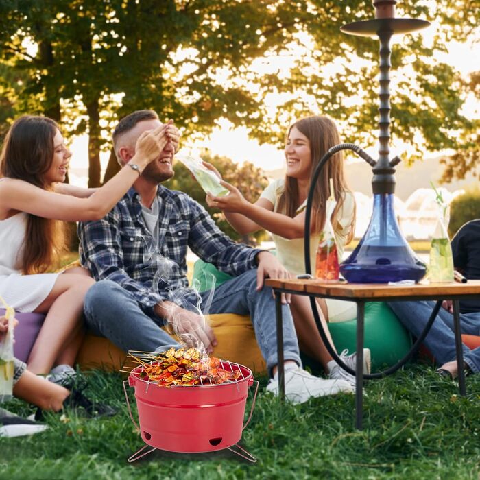 Круглий гриль для барбекю, червоний Uten