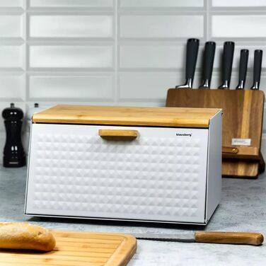 Хлібниця дерев'яна з нержавіючої сталі білий 35,5 х 20 х 17 см Klausberg