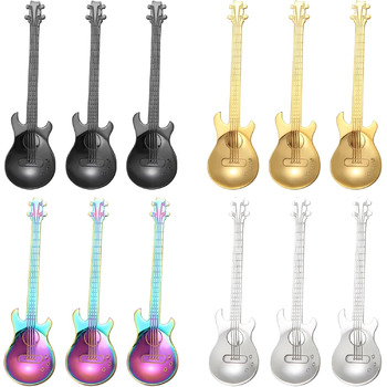 Матові чорні чайні ложки BEWOS, 16 шт. , ложки з нержавіючої сталі 13,7 см / 5,39 дюйма, чудова серія кавових ложок, десертні ложки, які можна мити в посудомийній машині, ідеально підходять для дому, ресторанів, вечірок тощо (кольорові ложки для гітари, 1