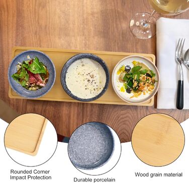 Набор из 3 мисок для соусов на деревянной подставке BouGPeng