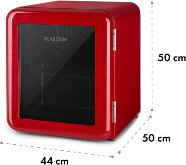 Міні-холодильник зі скляними дверцятами 48 л червоний Klarstein