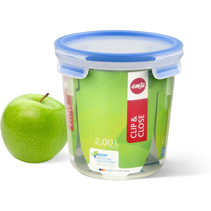 Набір контейнерів для зберігання харчових продуктів EMSA Clip & Close, прямокутні, 5 x 0,8 л, коробки для зберігання, 100 герметичні, придатні для миття в посудомийній машині, морозильної камери та мікрохвильової печі, прозорі, сині, зроблені в Німеччині,