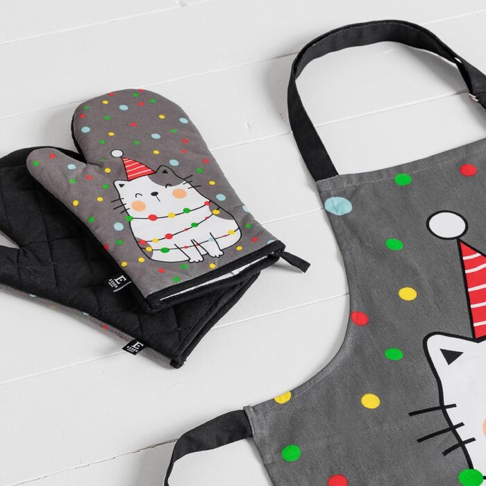 Рукавички для духовки 19 x 30 см, набір 2 предмети, сірий Happy Friends ESSEX