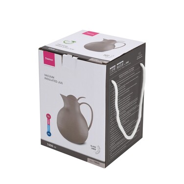 Термоглечик Fissman 1000 мл, колір КОРИЧНЕВИЙ пластиковий корпус зі скляною колбою (19845)