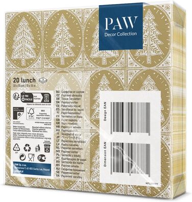 Серветки 3-шарові (33 x 33 см) 20 шт. Різнокольорові паперові серветки, ідеальні для різдвяного столу Серветки - Різдво, зима, зірки, сніг, сніговики (візерунок ялинки)