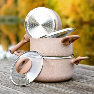 Набір посуду зі скляними кришками 6 предметів LATTE Fissman