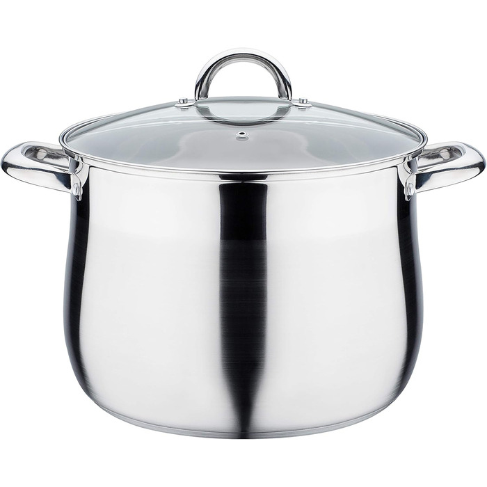 Каструля 13 л з нержавіючої сталі зі скляною кришкою 28 см GSW