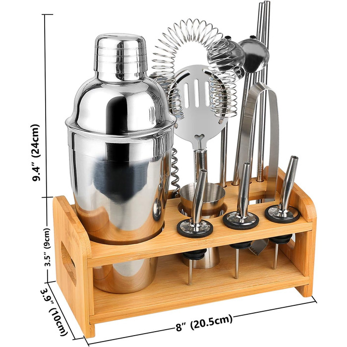 Коктейльний набір з 14 предметів з мірною склянкою та барною ложкою, 550 мл., Hossejoy