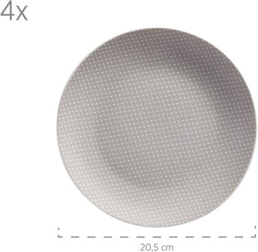 Набор посуды MSER 931566 Kitchen Time II на 4 персоны, 16 предметов, комбинированный сервиз бежевого цвета с тонким рисунком, фарфор