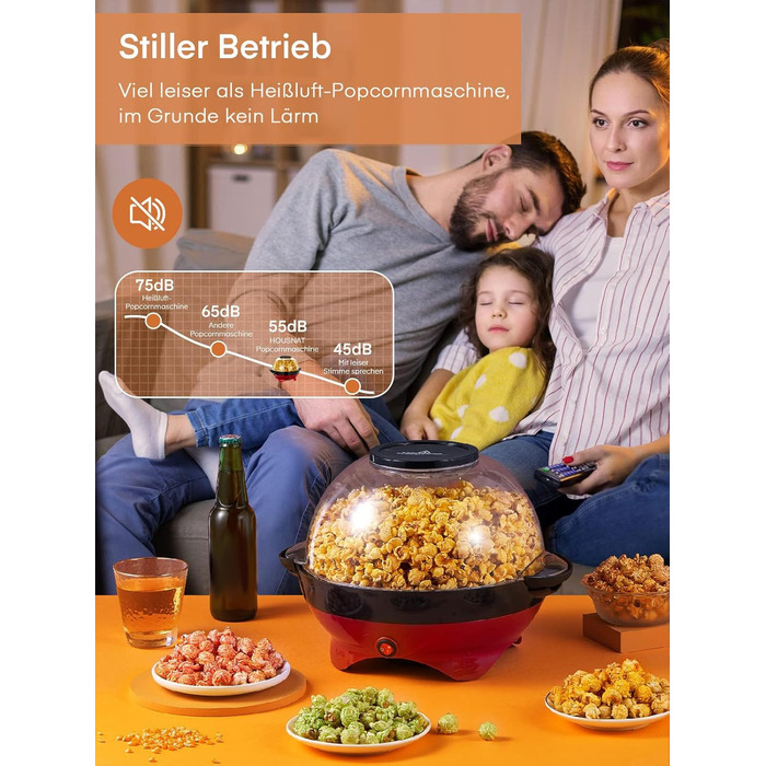 Машина для попкорну 5,5 л, 800 Вт червоний HOUSNAT