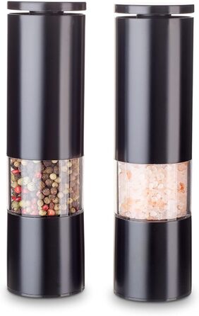 Набір млинків для спецій Echtwerk з 2 предметів, млинок для солі та перцю з високоякісної нержавіючої сталі з керамічним млином ABS, ручний, для перцю, солі та чилі, (Black Edition)