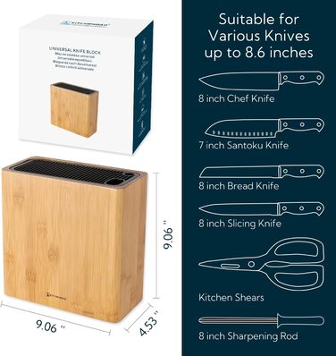 Универсальный блок для ножей XL с прорезями для ножниц и точильного стержня KITCHENDAO