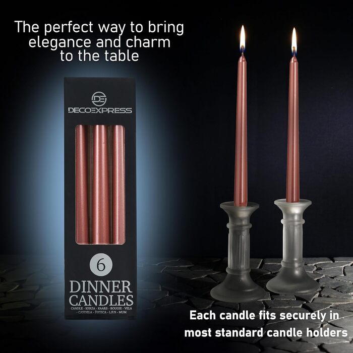 Набір з 6 конічних свічок 2,2 x 25 см, мідний DECO EXPRESS