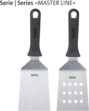 Набір Westmark, 2 шт. 2 професійні токарі/лопатки для гриля (кутові, жорсткі) з перфорованим та закритим лезом, нержавіюча сталь/пластик, Master Line, чорний/сріблястий, 134422E6, 29 см (перфоровані)