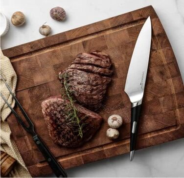 Кухонный нож Острый нож для мяса профессионально выкованный из импортной высокоуглеродистой нержавеющей стали с красивым магнитным держателем для ножей - метеорит (нож шеф-повара 7 дюймов), 7 Santoku Knife