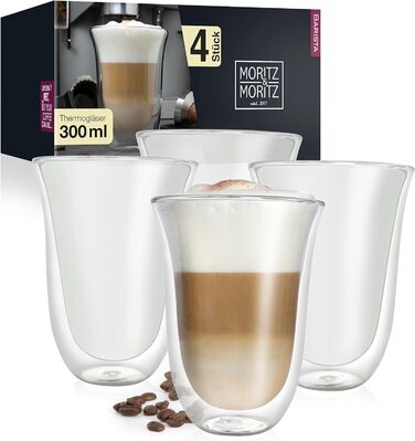 Склянка для латте макіато з подвійними стінками 300 мл, набір 4 предмети Moritz & Moritz