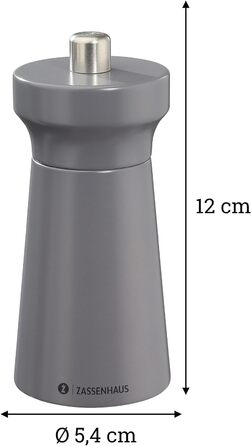 Пісок Zassenhaus WESTERLAND лакована деревина бука Головка млина з деревини бука з плавним регулюванням високопродуктивної керамічної шліфувальної машини Млин для спецій для солі 12 см, Ø 5,4 см (млин для перцю, Гранітегрей)