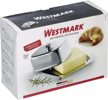 Маслянка Westmark - Ідеально підходить для сервірування та зберігання - Можна мити в посудомийній машині - Спеціальний рельєф для надійного захоплення (нержавіюча сталь, одинарна)