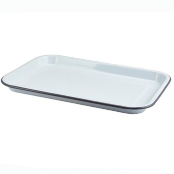 Поднос 33,5х23,5х2,2 см, эмаль, серый ободок, GenWare