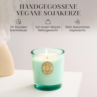 Ароматна свічка M&SENSE Лісова хатина, ароматичні свічки у склянці, натуральна соєва свічка, час горіння 55 годин, подарункові свічки для жінок та чоловіків, подарункова свічка (евкаліпт і м&39ята, 260 г)