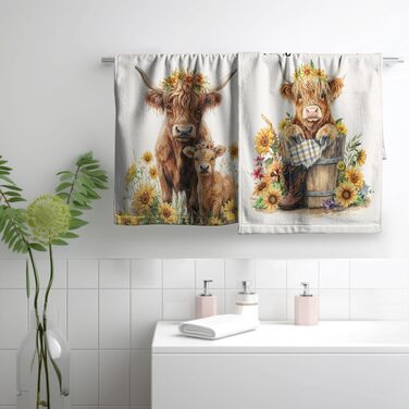 Різдвяні кухонні рушники Kwlegh, рушник для рук, різдвяна ялинка, цукерка-тростина, сніжинка, рушник для пальців, набір з 2 шт. , милий чоловічий банний рушник, високопоглинаючі рушники, 36 x (Highland Cow)