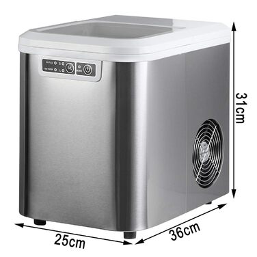 Невеликий льодогенератор WOLTU, 2,2-літровий льодогенератор, самоочисний за 4 хвилини, 2 розміри кубиків льоду, 12 кг льоду за 24 години, льодогенератор для дому, кухні, кемпінгу, автофургона, (сріблястий)